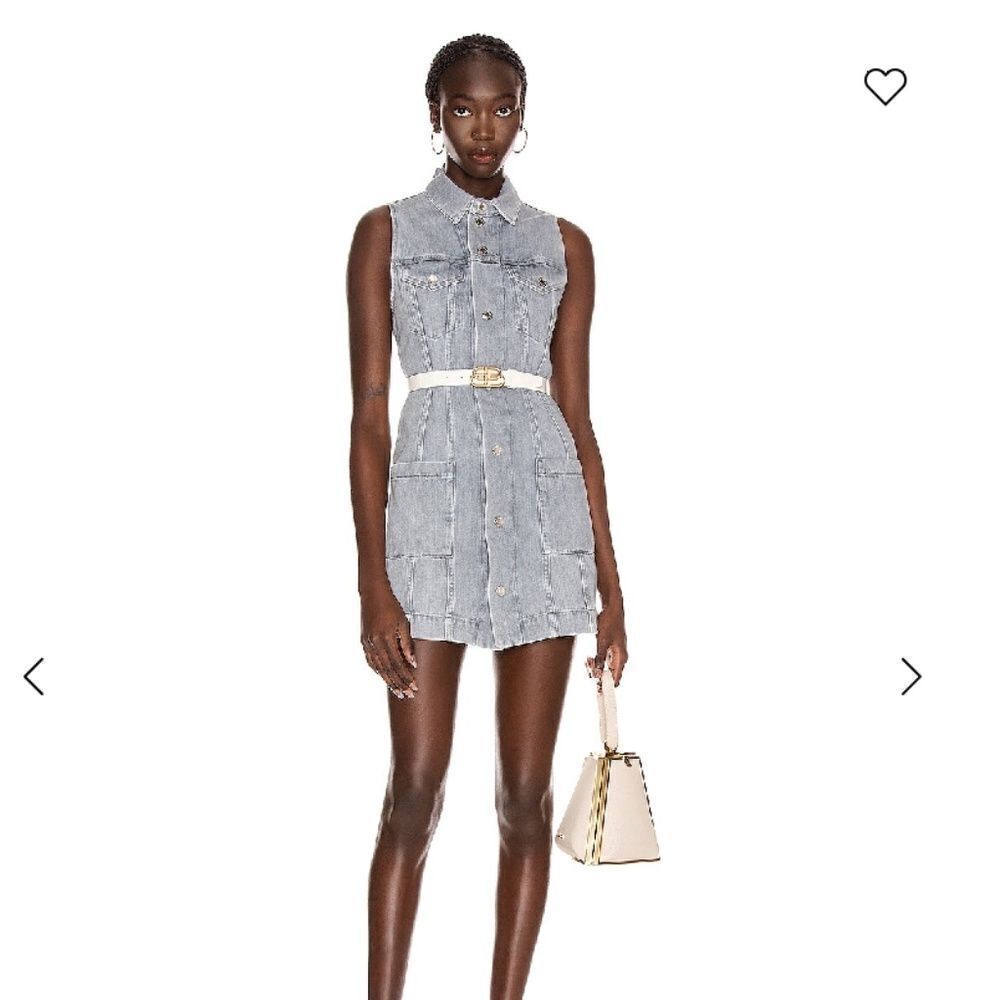Helmut Lang Femme Dress in Brushed Steel Denim